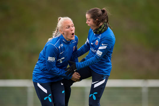 Maria Thorisdottir and Tuva Hansen of the Norwegian
