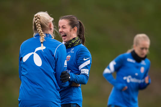 Maria Thorisdottir and Tuva Hansen of the Norwegian