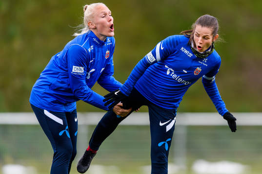 Maria Thorisdottir and Tuva Hansen of the Norwegian