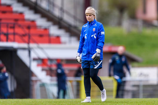 Goalkeeper Guro Pettersen of the Norwegian national