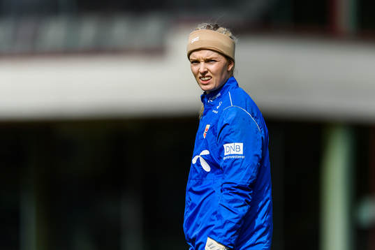 Goalkeeper Guro Pettersen of the Norwegian national