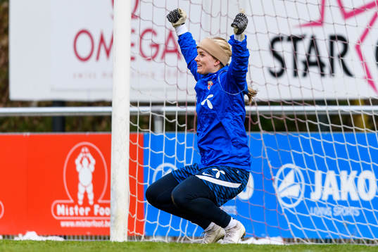 Goalkeeper Guro Pettersen of the Norwegian national