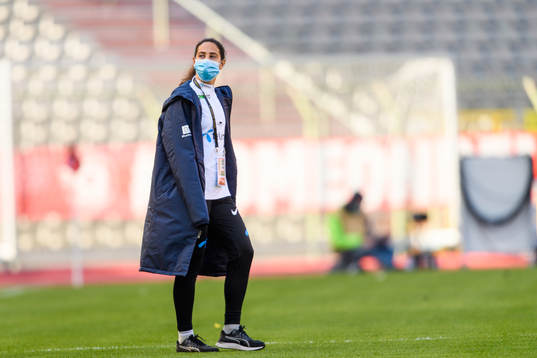 Ingrid Moe Wold of Norway walk the pitch