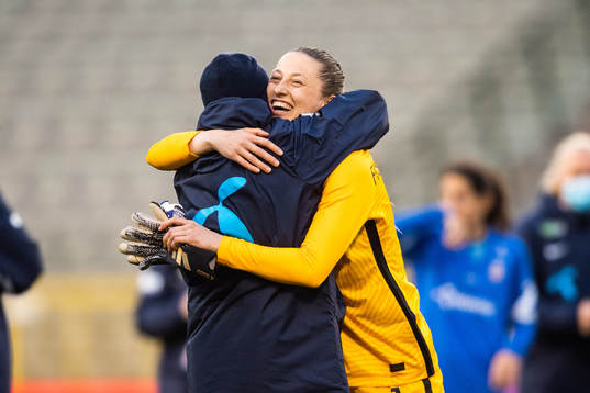 goalkeeper Cecilie Fiskerstrand of Norway celebrates