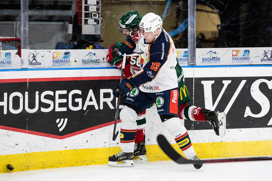 Djurgårdens Kalle Östman och Frölundas Jonathan Sigalet