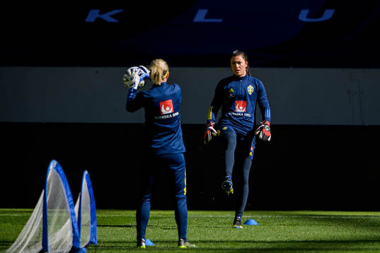 Goalkeepers Jennifer Falk and Zecira Musovic