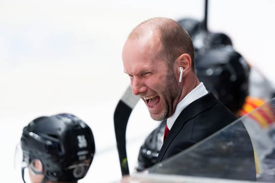 Brynäs assisterande tränare Nils Ekman jublar