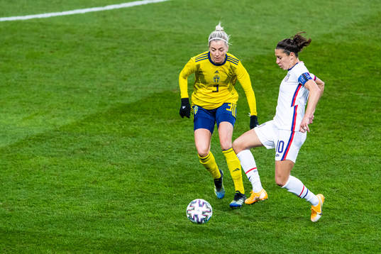 Linda Sembrant of Sweden and Carli Lloyd of USA