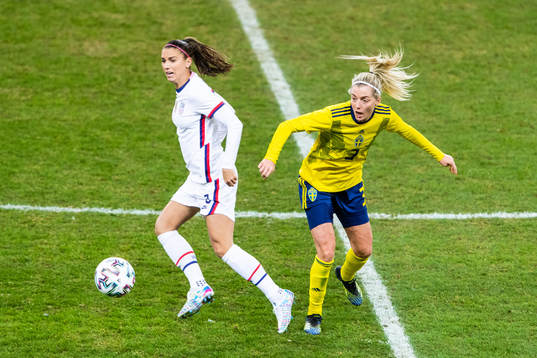 Alex Morgan of USA and Linda Sembrant of Sweden