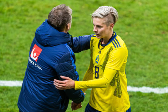 Peter Gerhardsson, Head coach, and Lina Hurtig of Sweden as