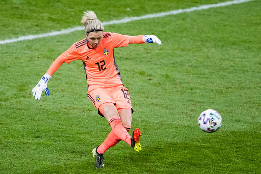 Goalkeeper Jennifer Falk of Sweden