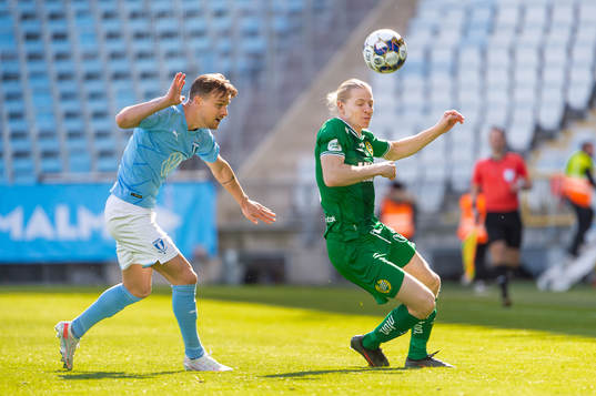 Malmö FFs Eric Larsson och Hammarbys Gustav Ludwigson