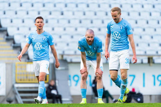 Malmö FFs Jonas Knudsen, Jo Inge Berget och Franz Brorsson