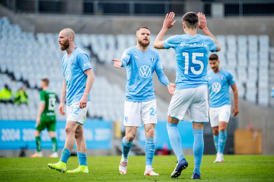 Malmö FFs Jo Inge Berget, Lasse Nielsen och Anel