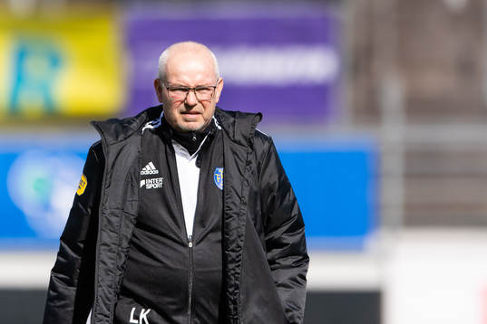 Falkenbergs intendent Lars Kärrå före fotbollsmatchen i