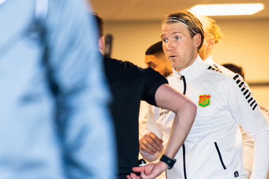 GAIS August Wängberg före fotbollsmatchen i Superettan