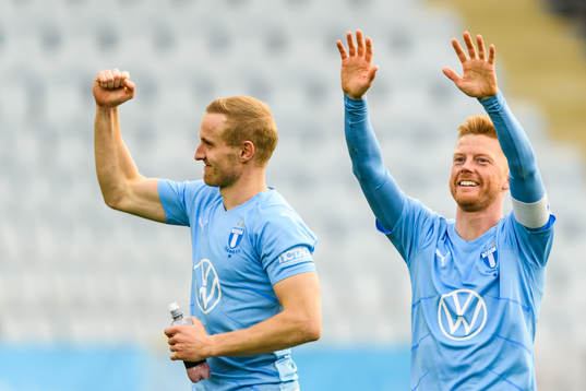 Malmö FFs Franz Brorsson och Anders Christiansen tackar