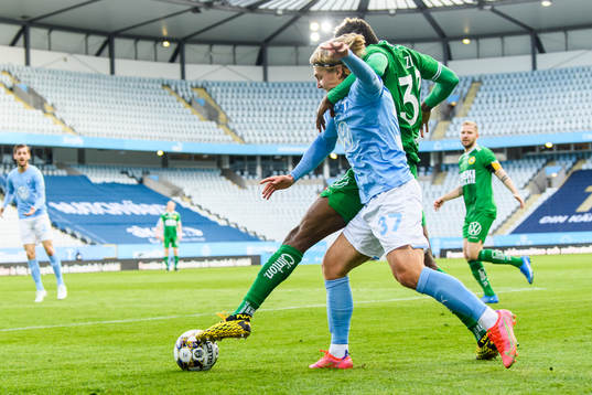 Hammarbys Aziz Ouattara Mohammed och Malmö FFs Sebastian