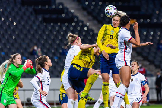 Lina Hurtig of Sweden scores 1-0