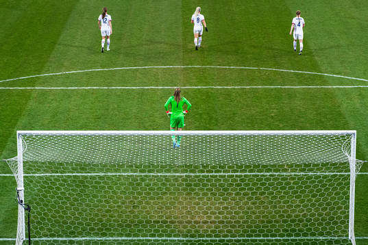Goalkeeper Alyssa Naeher of USA looks dejected
