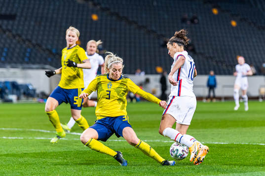 Linda Sembrant of Sweden and Carli Lloyd of USA
