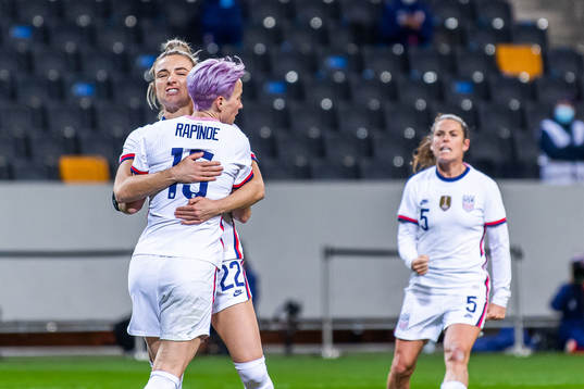 Megan Rapinoe of USA celebrates with team mates