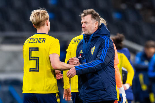 Nilla Fischer and Peter Gerhardsson, Head coach of Sweden