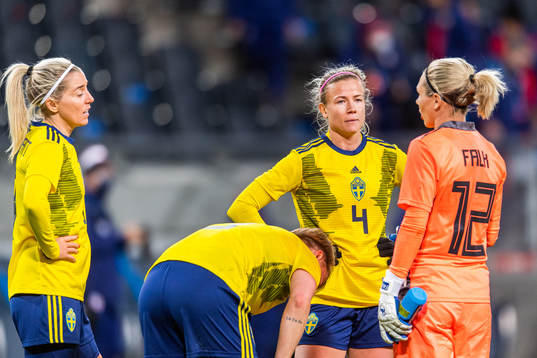 Linda Sembrant, Nilla Fischer, Hanna Glas and goalkeeper