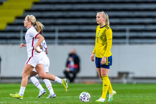 Stina Blackstenius of Sweden looks dejected