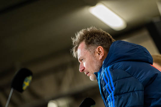 Peter Gerhardsson, Head coach of Sweden at the press