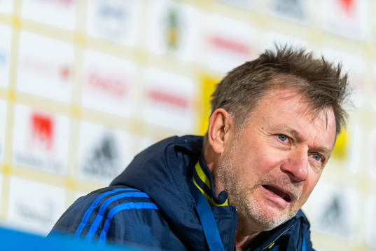 Peter Gerhardsson, Head coach of Sweden at the press