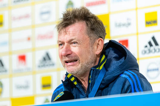 Peter Gerhardsson, Head coach of Sweden at the press