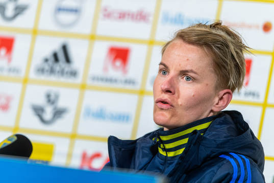 Nilla Fischer of Sweden at the press conference