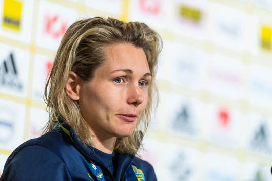 Goalkeeper Jennifer Falk of Sweden at the press conference