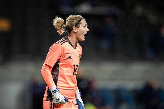 Goalkeeper Jennifer Falk of Sweden