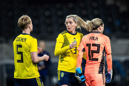 Nilla Fischer, Linda Sembrant and goalkeeper Jennifer Falk