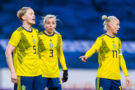 Nilla Fischer, Linda Sembrant and Caroline Seger of Sweden