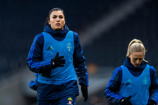 Goalkeeper Zecira Musovic of Sweden warms up