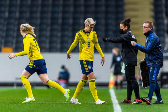 Stina Blackstenius of Sweden is substituted