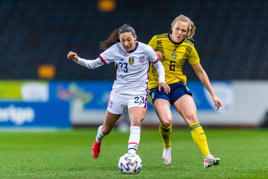 Christen Press of USA and Magdalena Eriksson of Sweden