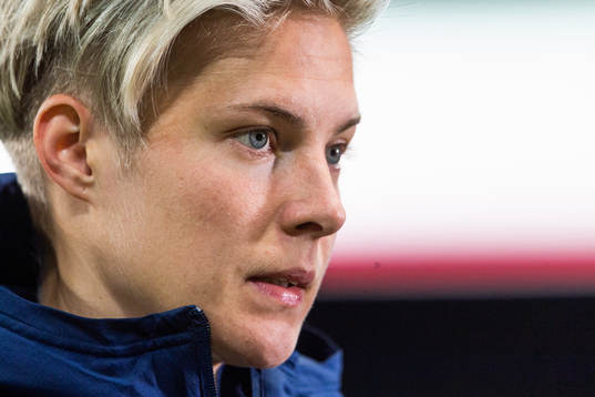 Lina Hurtig of Sweden is interviewed