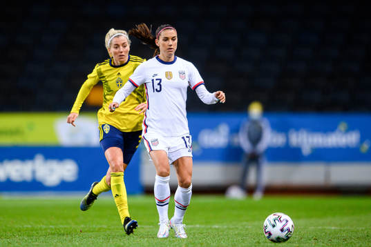 Linda Sembrant of Sweden and Alex Morgan of USA