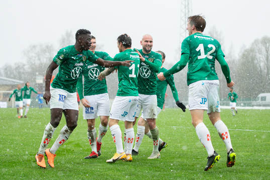 Spelare ur Jönköpings Södra jublar