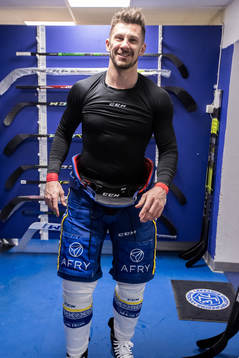 Leksands Marek Hrivik innan kvartsfinal ett i SHL mellan