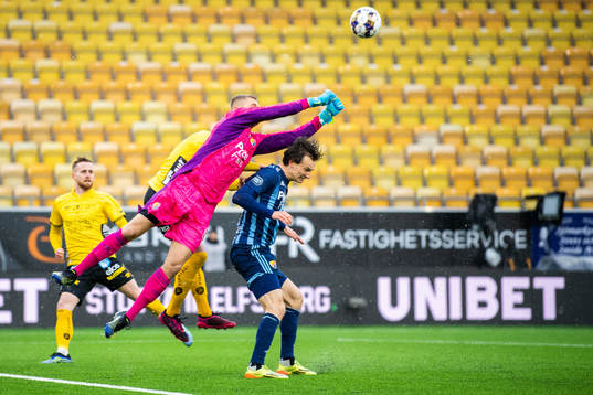 Djurgårdens Hjalmar Ekdal och målvakt Aleksandr Vasyutin