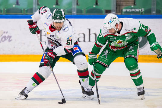 Frölundas Mats Rosseli Olsen och Rögles Joseph LaLeggia