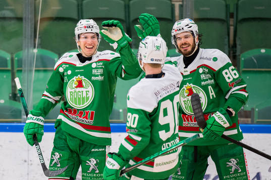 Rögles Adam Tambellini jublar med Ted Brithén och Eric
