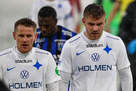 IFK Norrköpings Ari Skúlason och Christoffer Nyman deppar