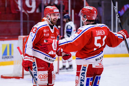 Timrås Albin Lundin och Jonathan Dahlén  jublar