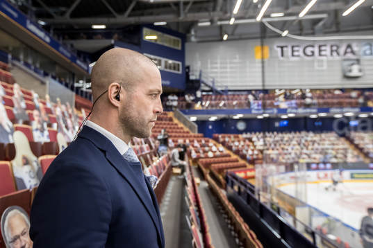 Johan Tornberg innan kvartsfinal två i SHL mellan Leksand